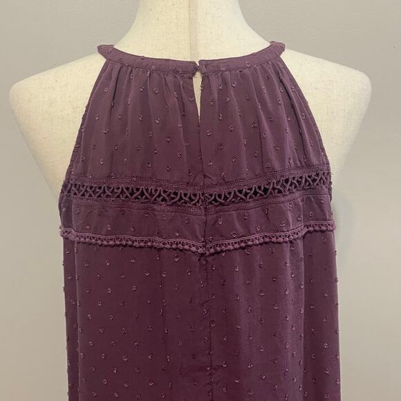 Loft Women's Shift Dress Plum Purple Swiss Polka Dot Crochet Size S - Picture 8 of 14